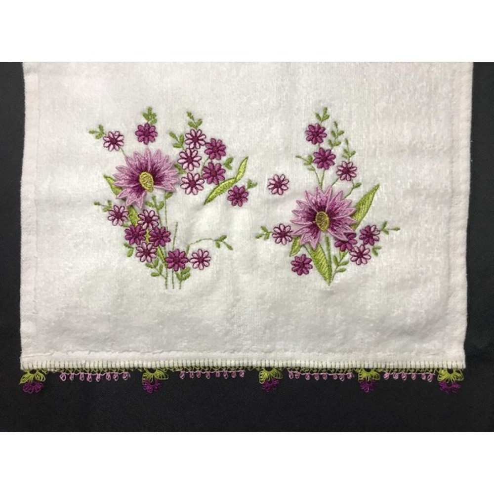İğne Oyası Mutfak Havlu - Havlu Kenarı - Iğne Oyası - El Işi - Mürdüm - Pembe - 50 x 30 cm El / Yüz Havlusu Fiyatı