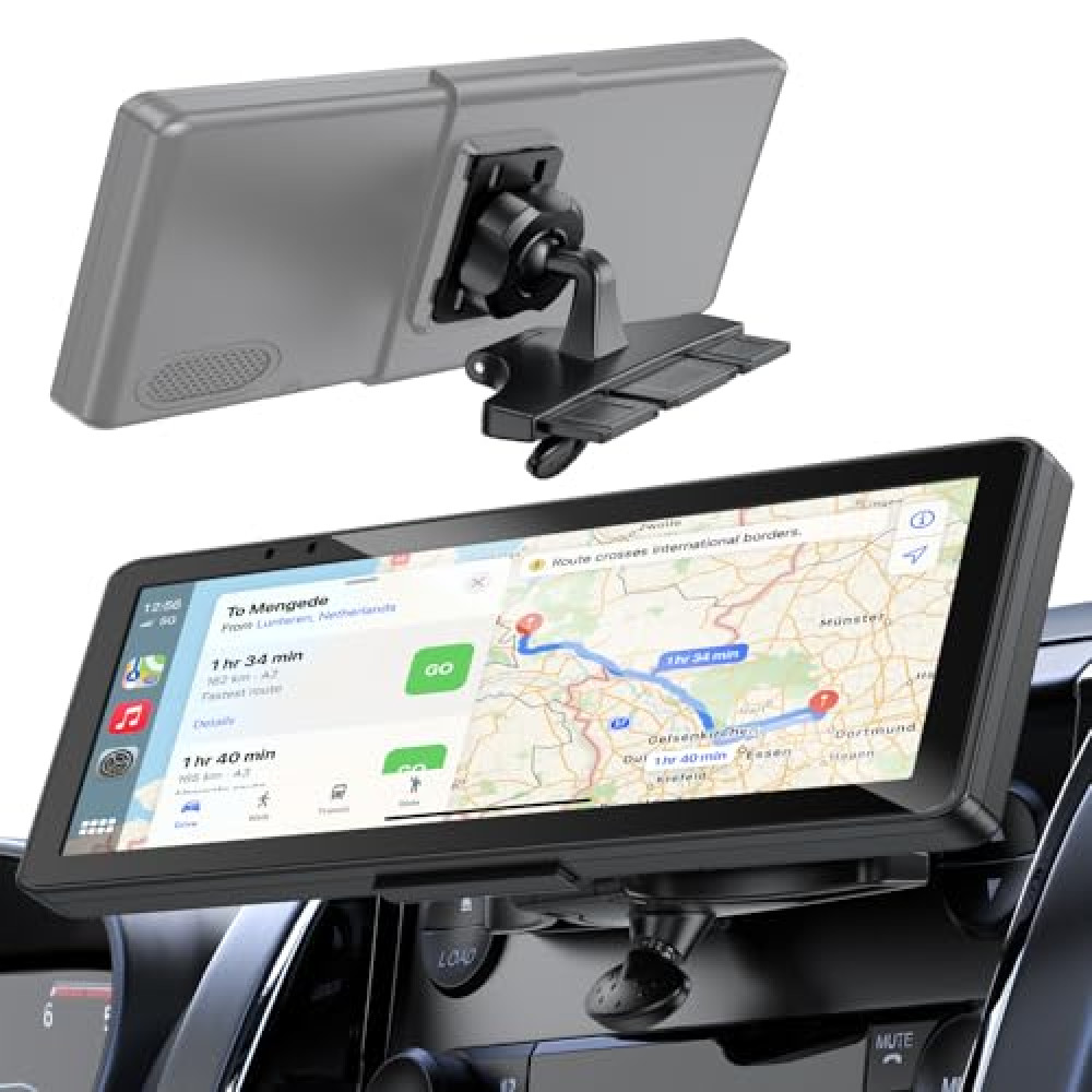 iGoevo CD Slot Mount for CarPlay Screen 360° Rotation Tool-Free Installation Sturdy and Secure Compatible with in-Car Monitors CD Slot CarPlay Mount