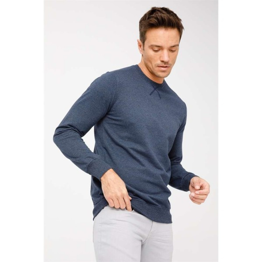 İGS Erkek Indigo Modernfit / Dar Kalıp Bisiklet Yaka Sweatshirt Erkek Sweatshirt Fiyatı