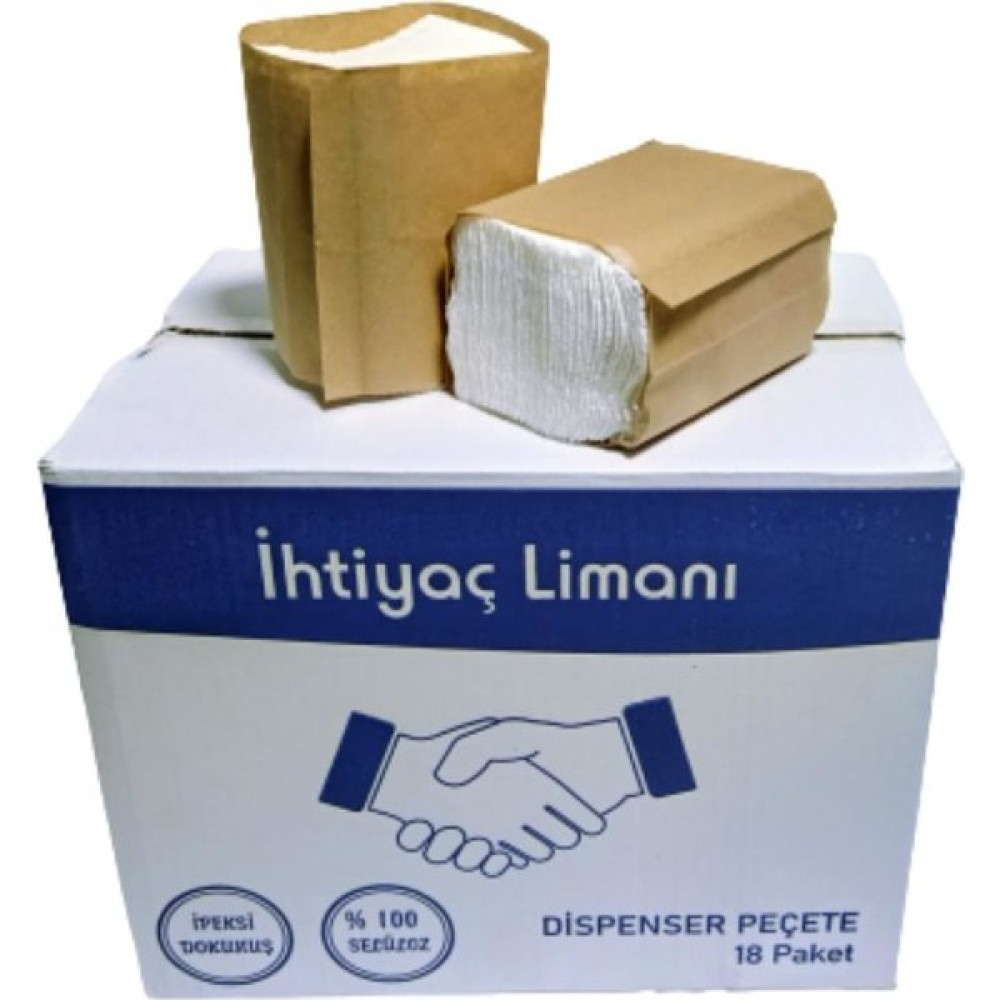 İhtiyaç Limanı Dispenser Peçete Ekonomik Masaüstü Peçetesi 18 Paket 1 Koli - Beyaz Peçete Fiyatı