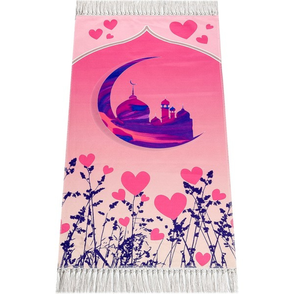 İhvan Online Dijital Baskılı Çocuk Seccadesi - Pembe Camili - 44 x 78 cm - 44 x 75 cm - Fuşya Seccade Fiyatı