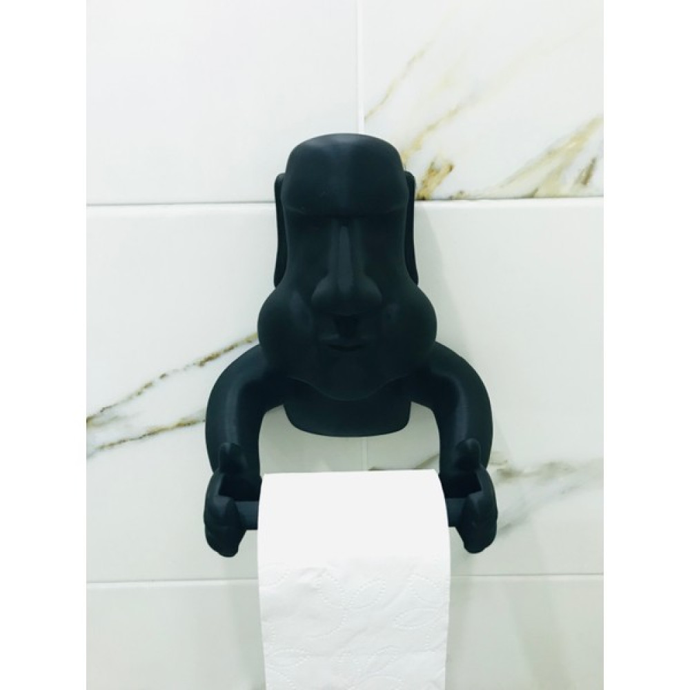 IK3D Moai Tasarım Tuvalet Kağıtlığı Tutucu / Large - Siyah Tuvalet Kağıtlığı Fiyatı