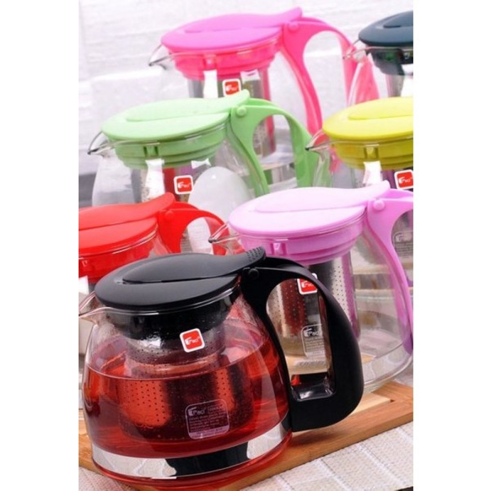 İkbalHome Renkli 1,250 Ml Süzgeçli Cam Demlik Çay / Çaydanlık Setleri Fiyatı