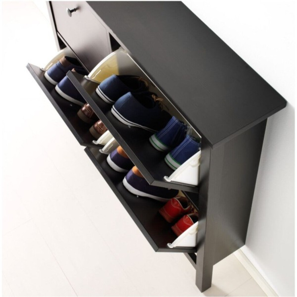 IKEA 4 Bölmeli Hemnes Ayakkabı Dolabı, Venge Kahverengi Renk 107X101 cm Masif Çam Ağacı Ayakkabılık Fiyatı