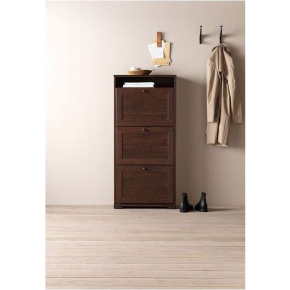 IKEA Brusalı Ayakkabı Dolabı Meridyendukkan Kahverengi Renk 61X130 Cm, 3 Bölmeli-Ayakkabılık Ayakkabılık Fiyatı