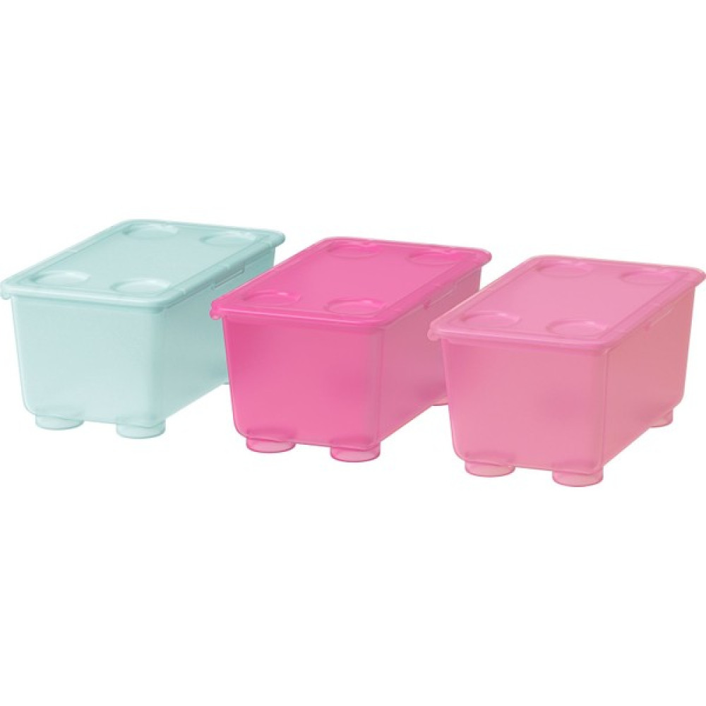 Ikea Glis Pembe-Turkuaz Kapaklı Kutu 3'lü Eşya Saklama Kutusu Fiyatı