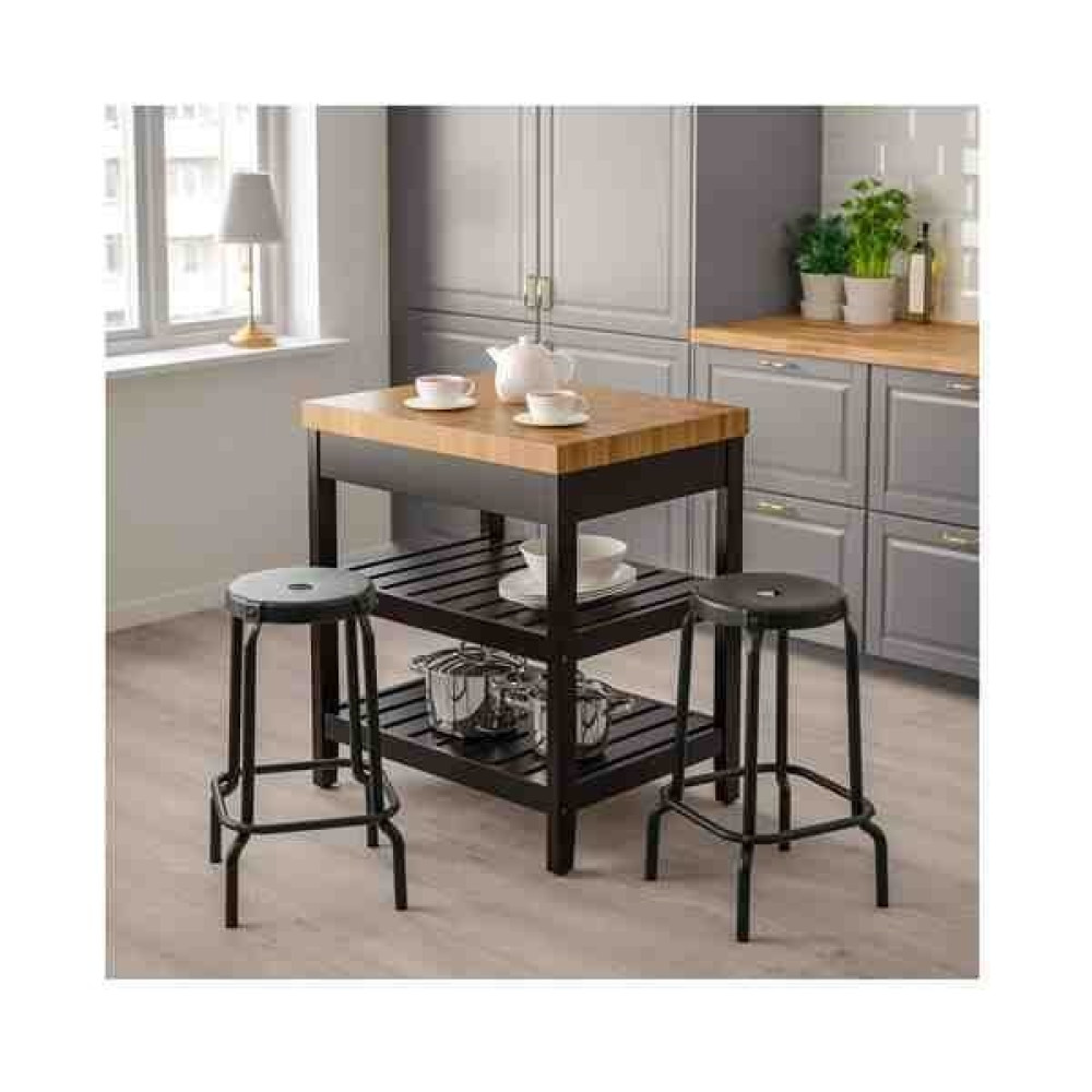 Ikea Vadholma Siyah-Meşe 79X63X90 cm Mutfak Adası Yemek & Mutfak Masası Fiyatı
