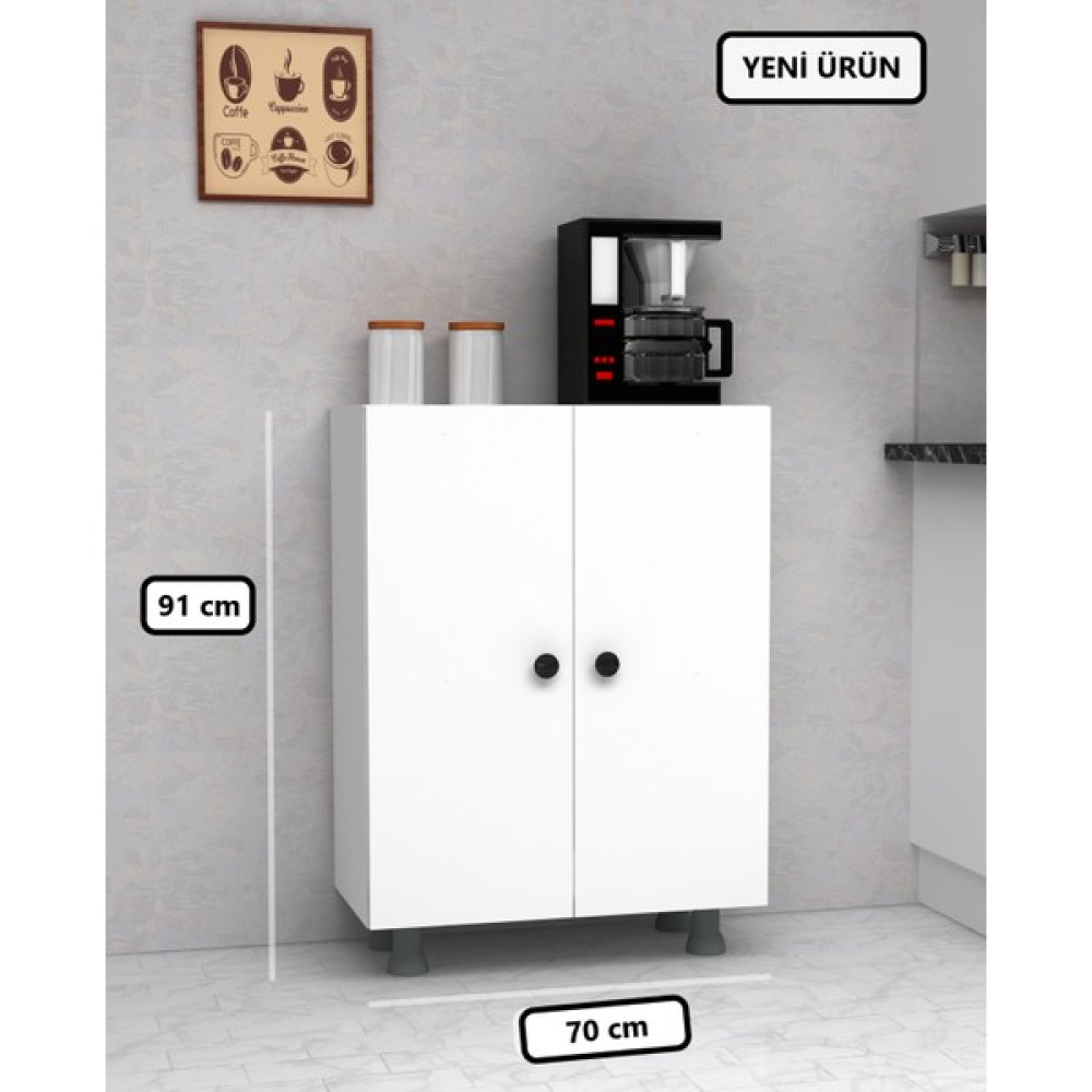Iki Kapaklı Çok Amaçlı Dolap Kiler Dolabı Mutfak Dolabı 70 cm - Beyaz Mutfak Dolabı / Mobilyası Fiyatı