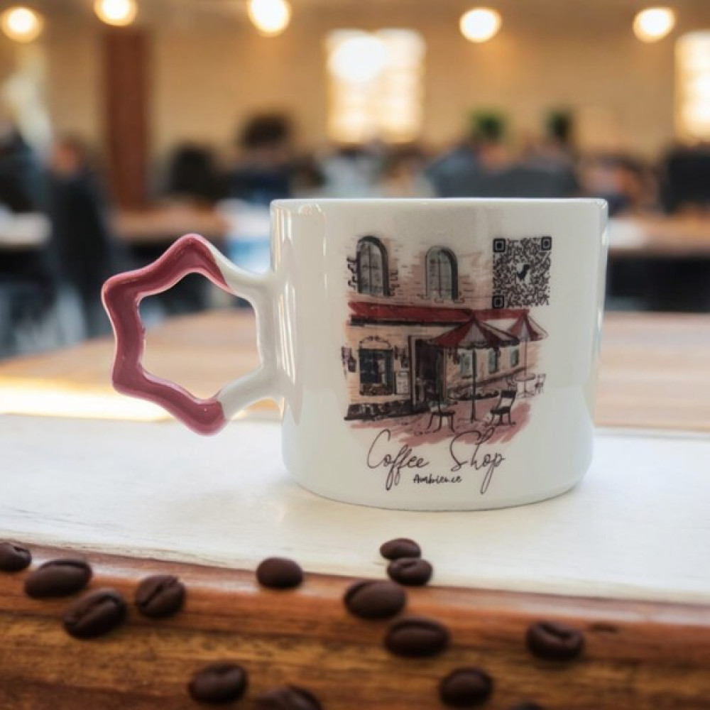 İki Seramik Kişiselleştirilebilir Coffee Shop Ambians Müziği Kodlu El Yapımı Doğal Seramik Kırmızı O Kupa Bardak / Mug - Çay & Kahve Fincanı - Beyaz Oto Boyaları Fiyatı