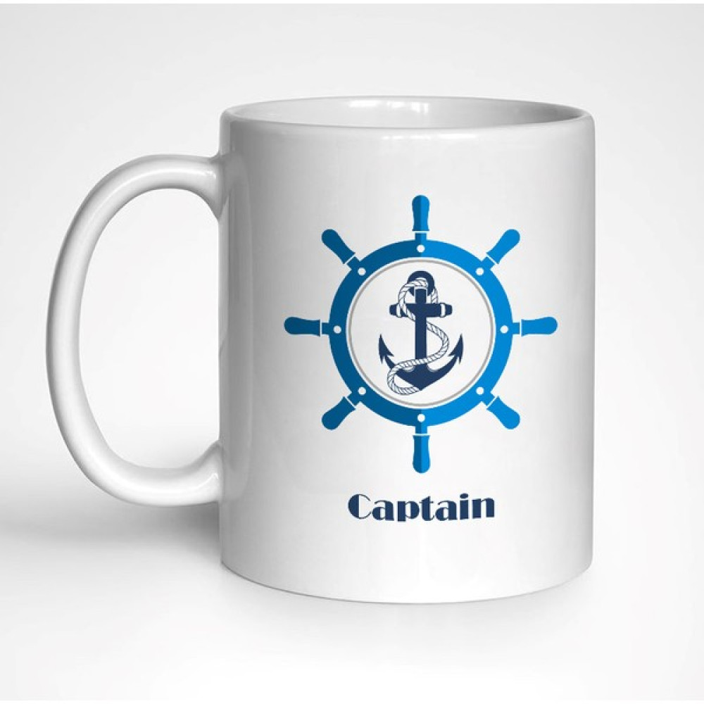 İki Teker Market Kaptan ve Gemi Dümeni Temalı Kupa Bardak # Mug, Hediyelik, Marin, Deniz, Tekne - Renkli Fincan / Bardak / Kahve Takımı Fiyatı