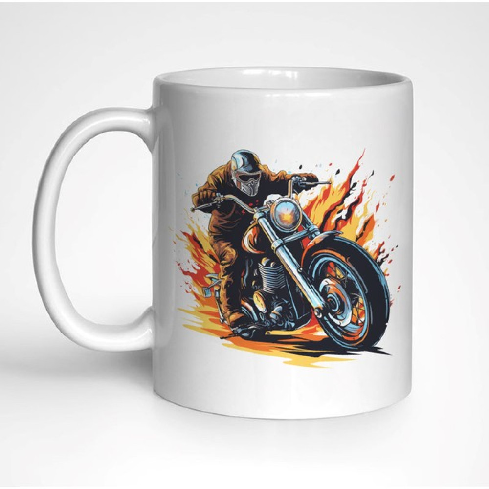 İki Teker Market Motosiklet Temalı Kupa Bardak, Mug, Hediyelik, Skull, Road - Beyaz - Siyah Fincan / Bardak / Kahve Takımı Fiyatı
