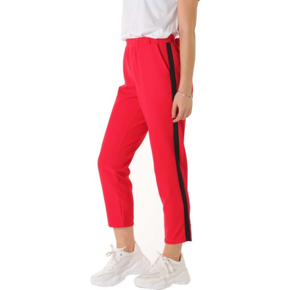İkonik By Sisters Kırmızı Yanı Siyah Şeritli Spor Pantolon Kadın Pantolon Fiyatı