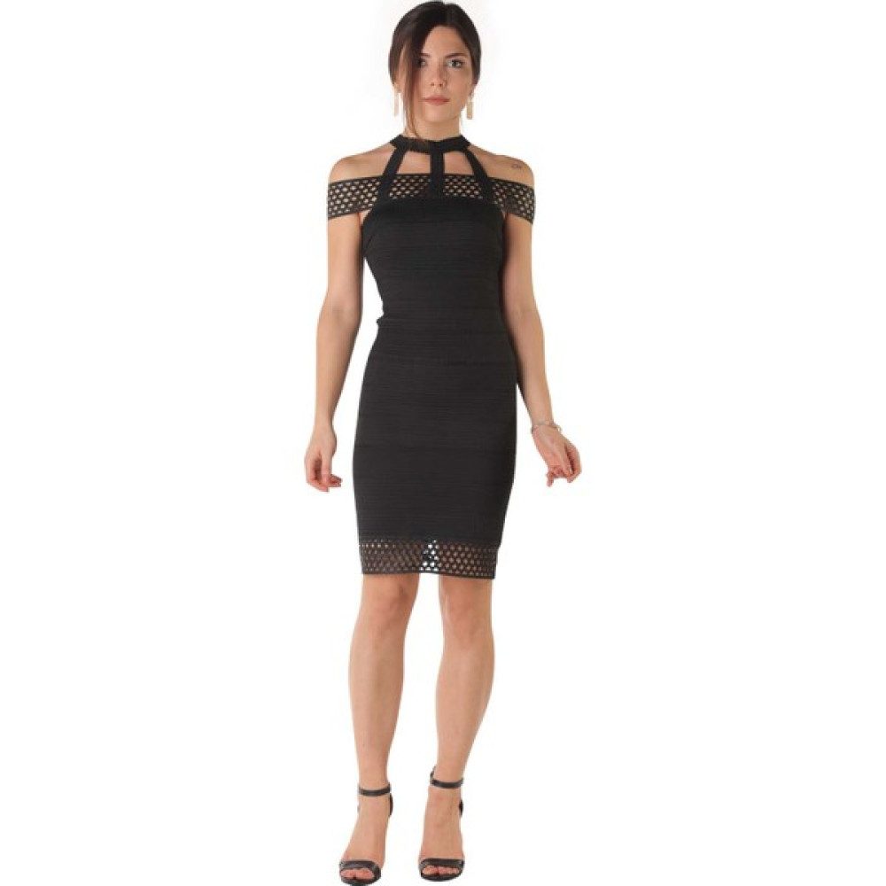 İkonik By Sisters Siyah Boyundan Askılı Choker Bandaj Elbise Elbise Fiyatı