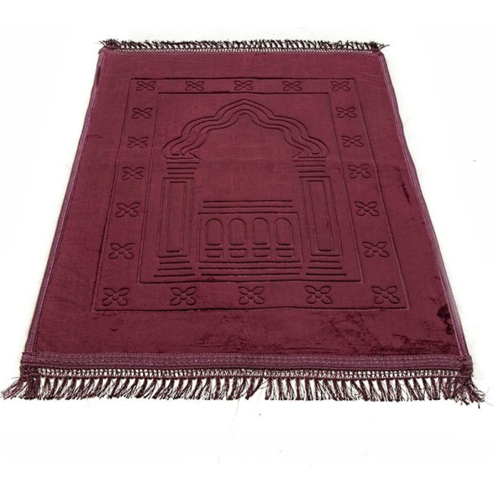 İkranur Lüks Kadife Peluş Seccade Bordo - 70 x 110 cm - Kırmızı Seccade Fiyatı