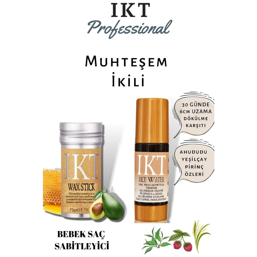 IKT Professional Hair Stick Wax 75gr +rice Water Saç Bakım Spreyi 125 Ml Şampuan ve Saç Kremi Fiyatı