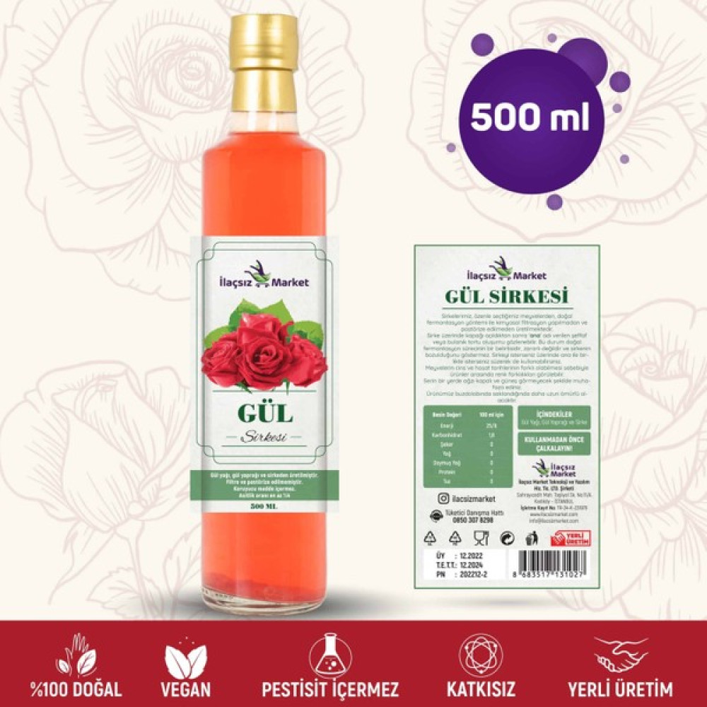Ilaçsız Market Gül Sirkesi 500 ML (Çok Keskin) Oto Boyaları Fiyatı