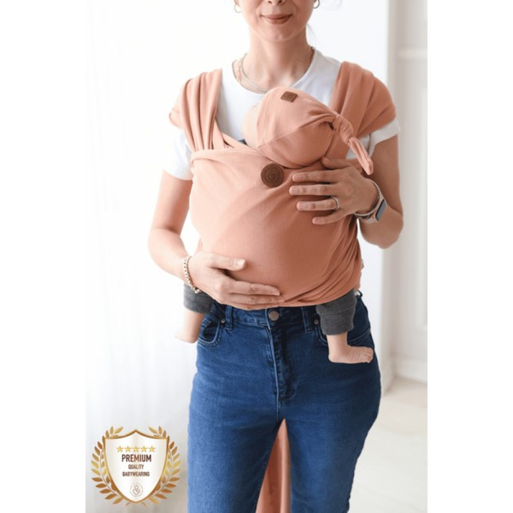 İlays Mabel Premium Esnek Wrap Sling Soğan Kabuğu ( Babysling - Sling - Bebek Taşıma Şalı - Babywearing - Kanguru ) - Somon Bebek Arabası ve Pusetler Fiyatı