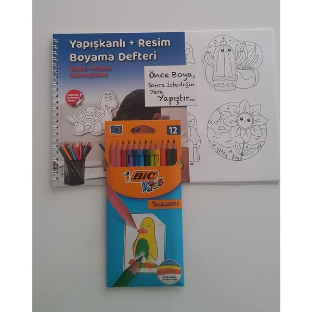 İleri Grup Yapışkanlı ( Stickerli) Boyama Kitabı 12^li Kuru Boya Hediyeli Aktivite & Eğitici Kitaplar Fiyatı