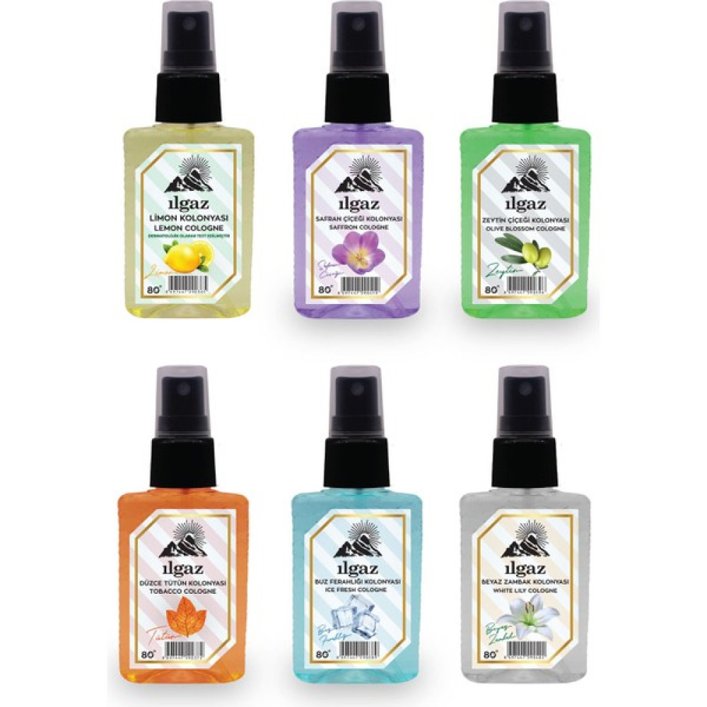 Ilgaz Elegance 6'lı Zeytin Çiçeği + Safran + Beyaz Zambak + Tütün + Limon + Ice Fresh 50 ml Sprey Kolonya Oto Boyaları Fiyatı