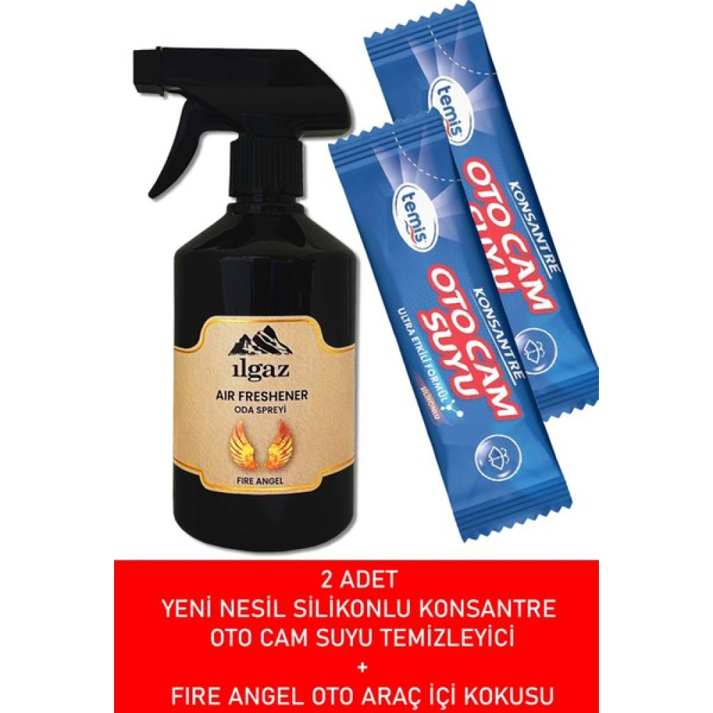 Ilgaz Enjoy Fıre Angel Sprey Araç Kokusu 500ML + Yeni Nesil Konsantre Silikonlu Oto Cam Suyu 2 Ad = 8 Lt Oto Boyaları Fiyatı