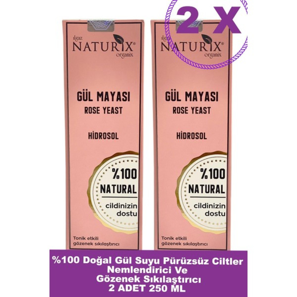 Ilgaz Naturix Organix %100 Doğal Gül Mayası 2'li Giderici Gül Suyu Gözenek Sıkılaştırıcı Siyah Noktaya Karşı Etkili Cilt Temizleme ve Peeling Fiyatı