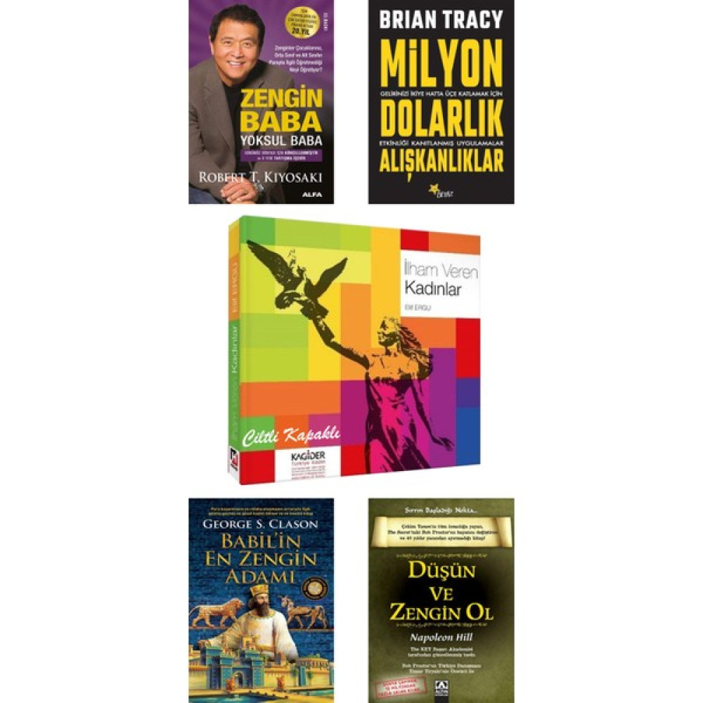 İlham Veren Kadınlar (Ciltli) - Zengin Baba Yoksul Baba - Milyon Dolarlık Alışkanlıklar - Babil'in En Zengin Adamı - Düşün ve Zengin Ol 5 Kitap Set Muhasebe Finans Kitapları Fiyatı