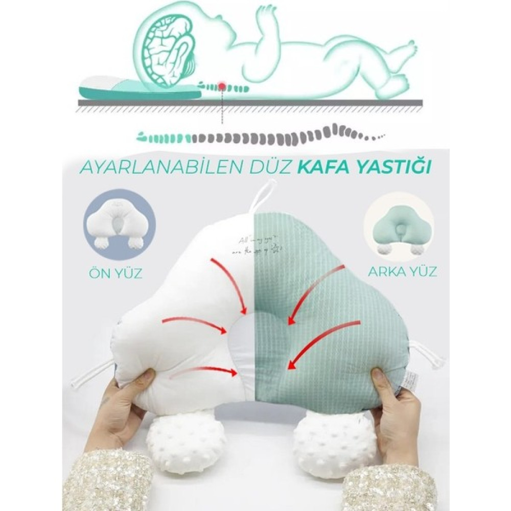 Ilin Baby Düz Kafa Yastığı, Ayarlanabilir Konfor Yastığı, Bebek Kafa Yastığı, Bebek Yastığı - Beyaz - Yeşil Bebek Yastığı-Kılıfı Fiyatı