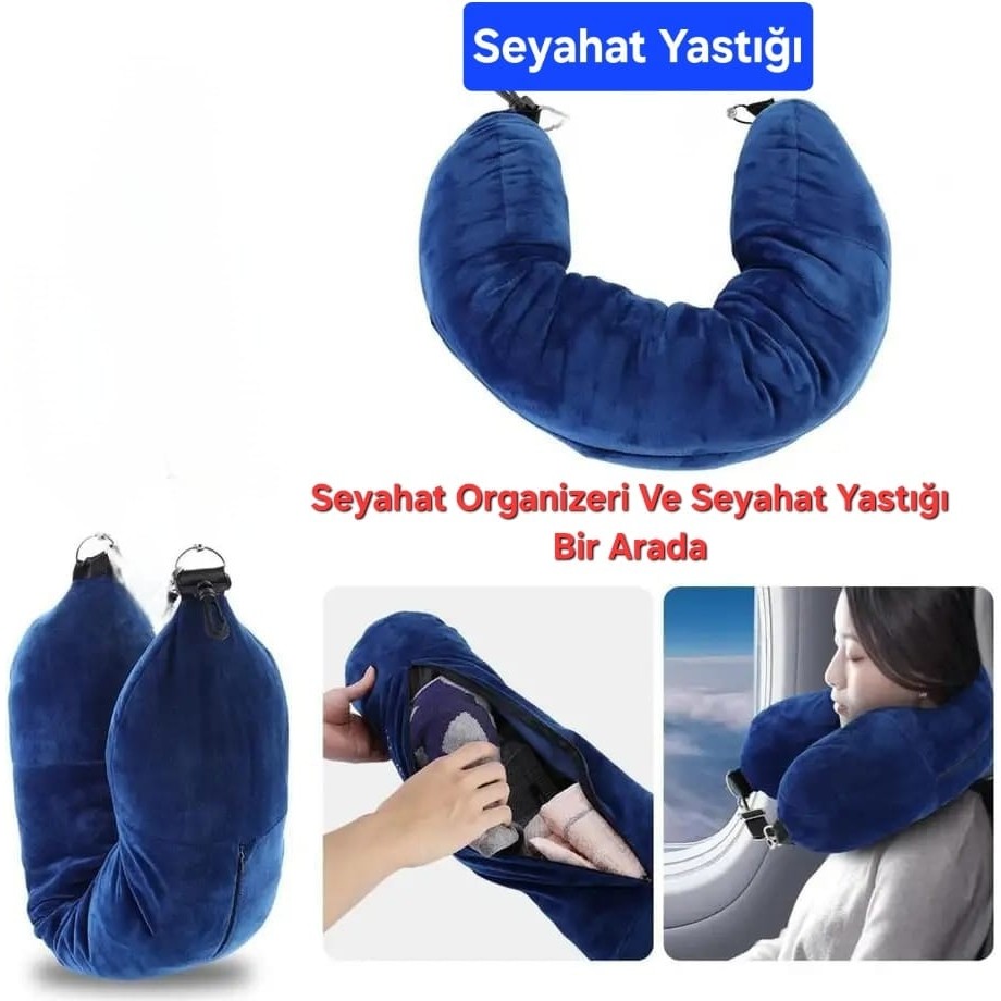 İlin Baby Seyahat Boyun Yastığı ve Giysi Eşyaları Ekstra Bagaj Ücretlerinden Kaçınmak Için 3'ü 1 Organizer - Lacivert Diğer Fiyatı