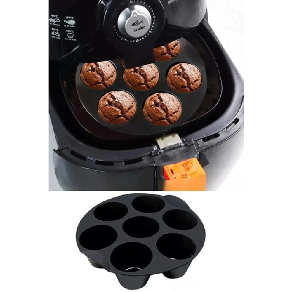 İliva Airfryer Silikon 7'li Muffin Kek Kalıbı - Kek ve Çörek Pişirme Kabı Silikon Kalıp Siyah - (Bpa Free) Kek Kalıpları Fiyatı