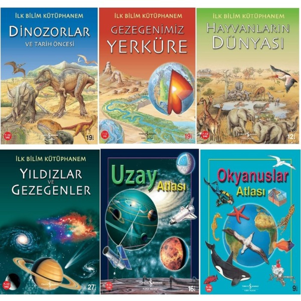 Ilk Bilim Kütüphanem / Dinozorlar - Yıldızlar ve Gezegenler - Uzay Atlası - Hayvanların Dünyası - 6 Kitap Zeka Geliştirici Kitaplar Fiyatı