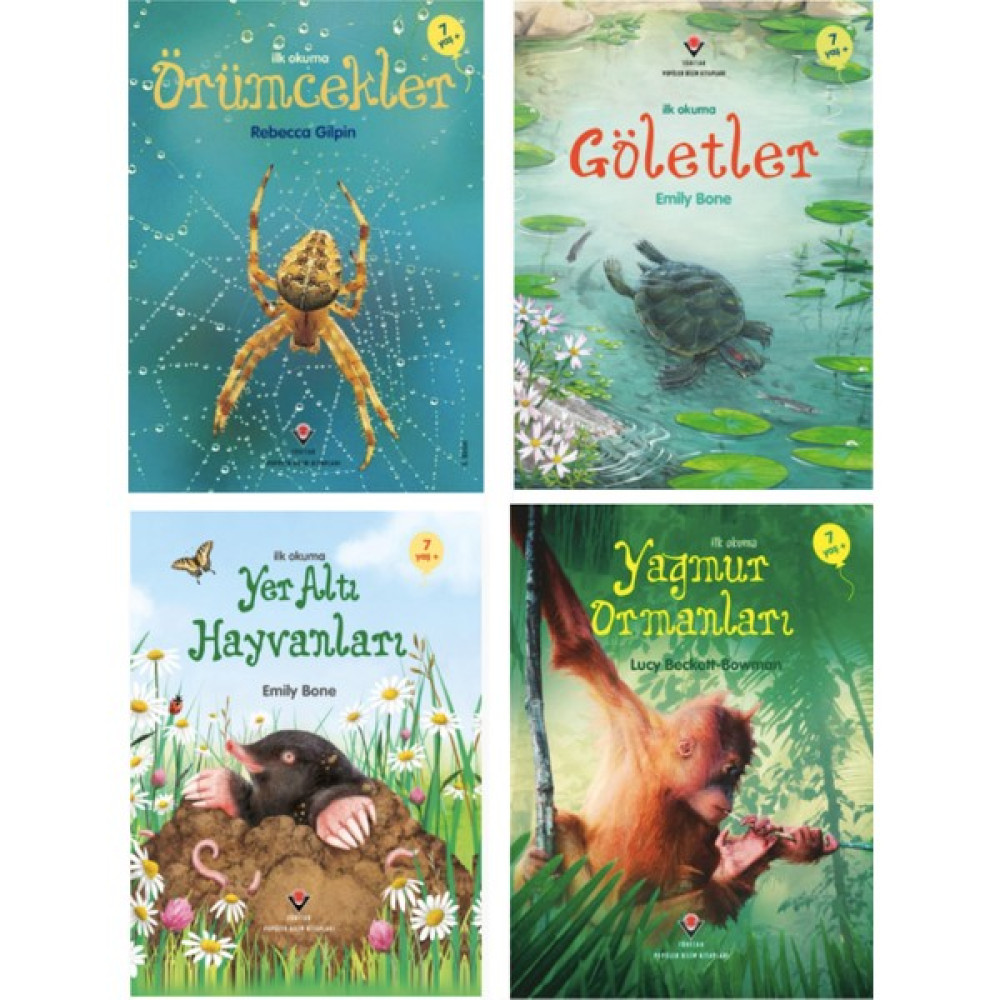 İlk Okuma Seti Örümcekler - Göletler - Yer Altı Hayvanları - Yağmur Ormanları 4 Kitap Zeka Geliştirici Kitaplar Fiyatı