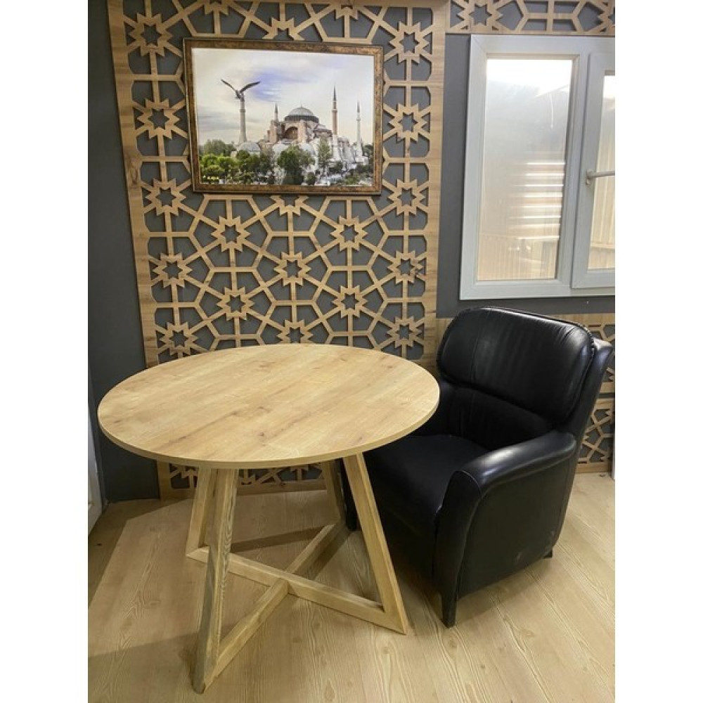 İlker Mobilya Yuvarlak Yemek Masası, Modern Meşe Kaplama Yemek Masası, Toplantı Masası 100 cm Yemek & Mutfak Masası Fiyatı