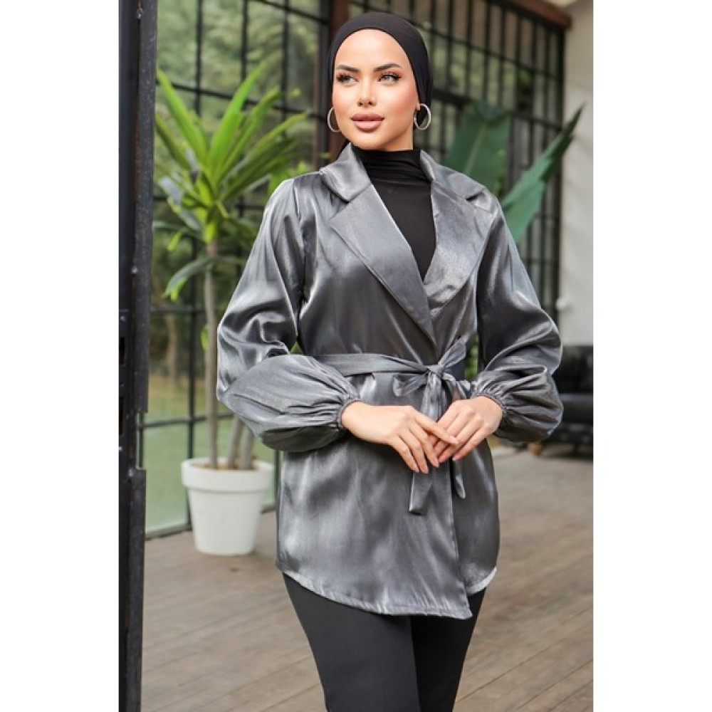 İlkimay Tafta Blazer Ceket 790 - Füme Bayan Ceket Fiyatı