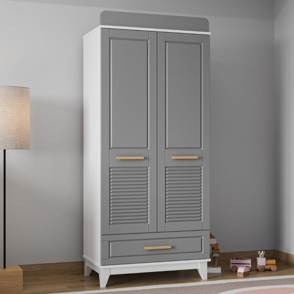 İlknur Bebe Bergama 2 Kapılı Dolap, Gri, 85X50CM, Bebek Çocuk Genç Odası Için Gardırop - Gri Gardrop & Dolap Fiyatı