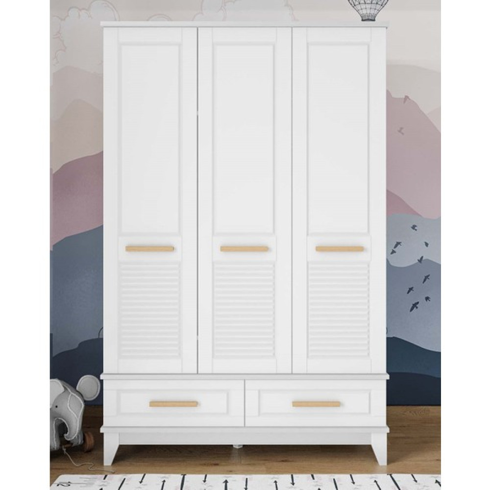 İlknur Bebe Ilknurbebe Bergama Beyaz 3 Kapılı 2 Çekmeceli Dolap 122X50CM, Bebek Çocuk Genç Odası Gardırop, Mdf Lake Kapaklı Gardrop & Dolap Fiyatı