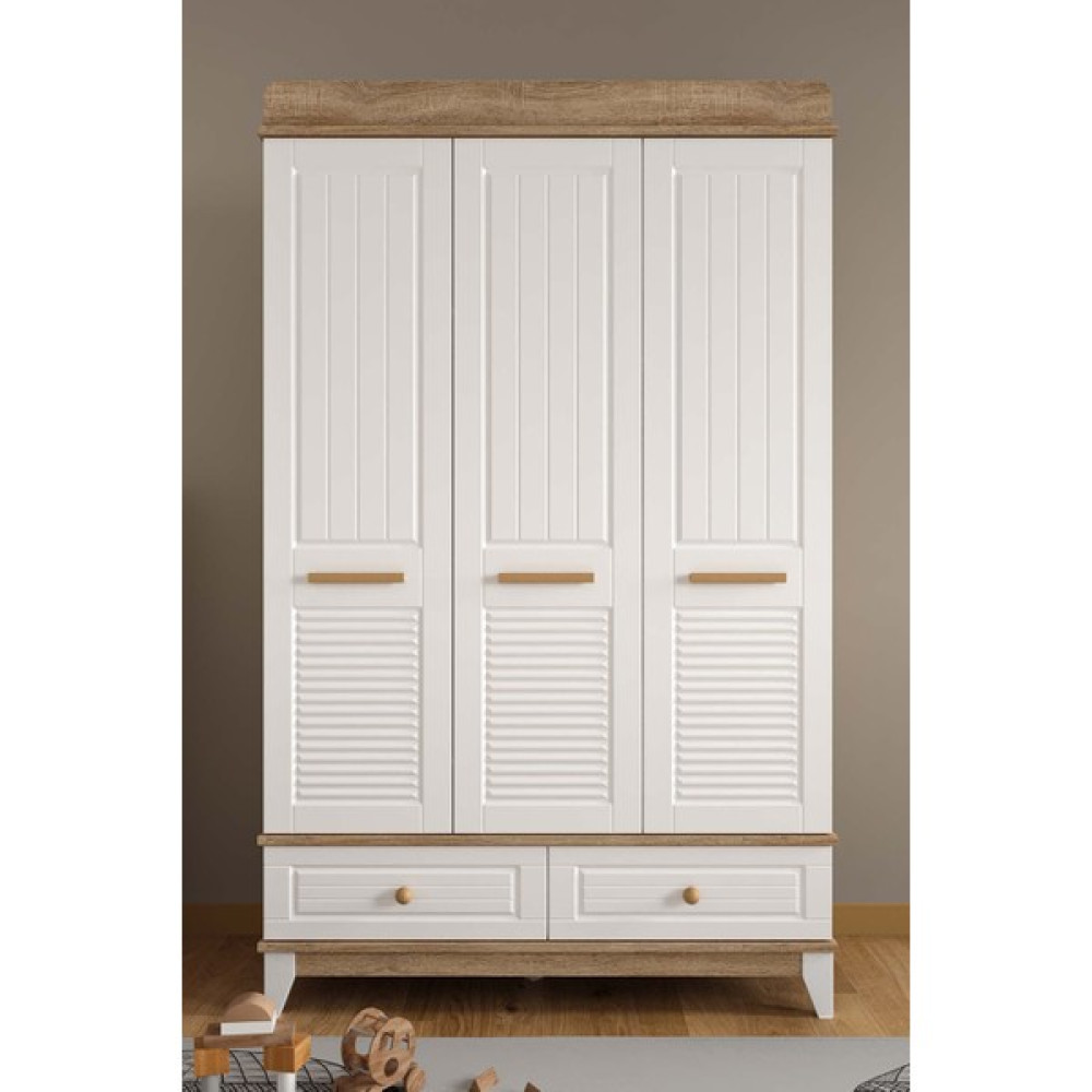 İlknur Bebe Madrid 3 Kapılı 2 Çekmeceli Dolap 122x50cm, Bebek Çocuk Genç Odası İçin Gardırop - Sonoma Gardrop & Dolap Fiyatı