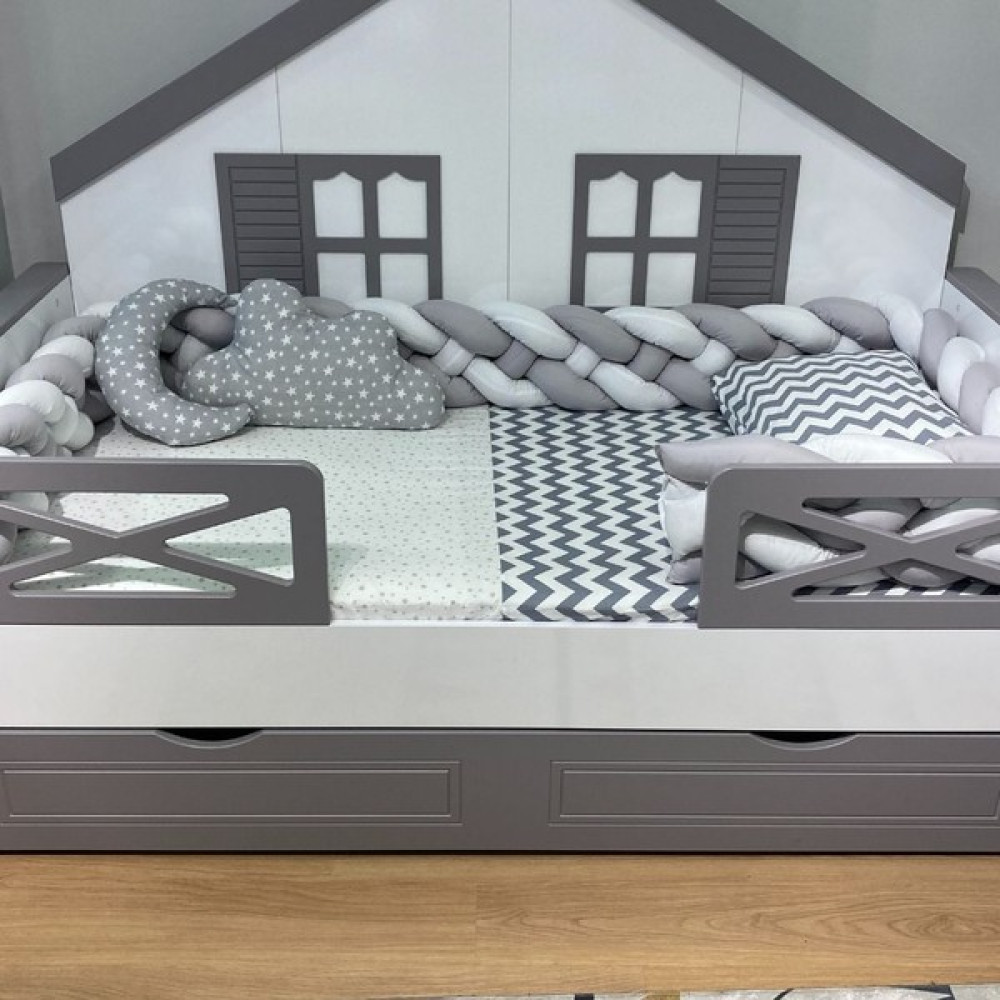 İlknur Bebe Mars Gri 4'lü Sarım Örgü Kenarlı Uyku Seti, 90x190cm Bebek Çocuk Montessori Karyola Yataklar İle Uyumlu, Kız&Erkek Ortak Model Bebek Nevresim Takımı Fiyatı