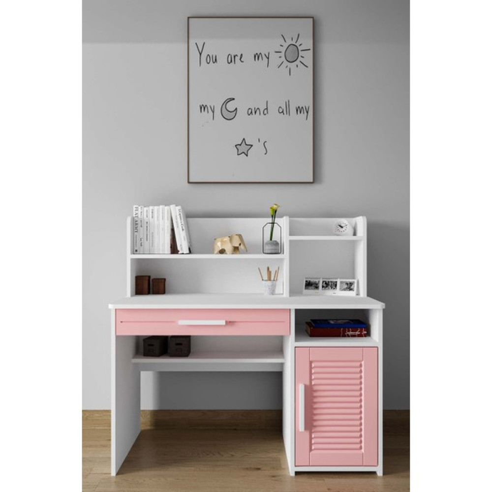İlknur Bebe Neon Pembe Çalışma Masası 120X60CM, Çocuk Genç Odası Bilgisayar Ders Çalışma Masası, Kız - 120 x 60 cm - Beyaz - Pembe Çalışma Masası Fiyatı