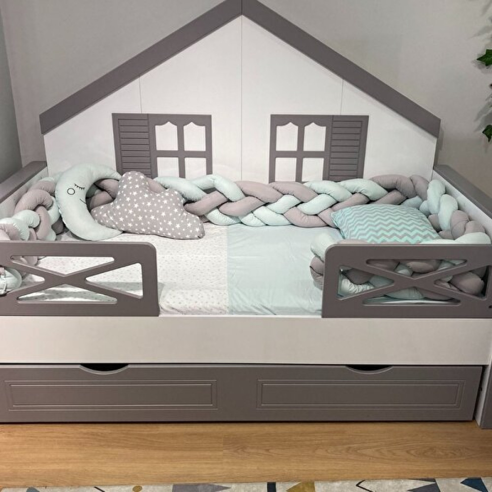 İlknur Bebe Uranüs 4'lü Örgülü Kenar Korumalı 6 Parça Uyku Seti, 90x190cm Bebek Çocuk Montessori Karyolalar İle Uyumlu, Erkek ve Kız Çocuklar İçin Bebek Uyku Seti Fiyatı