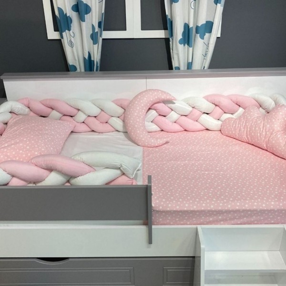 İlknur Bebe Venüs Pembe 4'lü Örgülü Bebek Çocuk Karyolası Için Uyku Seti 90X190 - 90 x 190 cm - Açık Pembe Bebek Nevresim Takımı Fiyatı