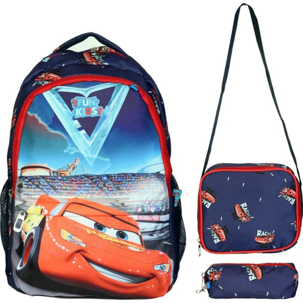 Ilkokul Okul Ortaokul Sırt Çantası Kız Erkek Unisex Beslenme Çantalı Kalemlikli Ortopedik 3lü Set Yarış Arabası Okul Çanta Lacivert - 1 Adet Okul Çantası Fiyatı