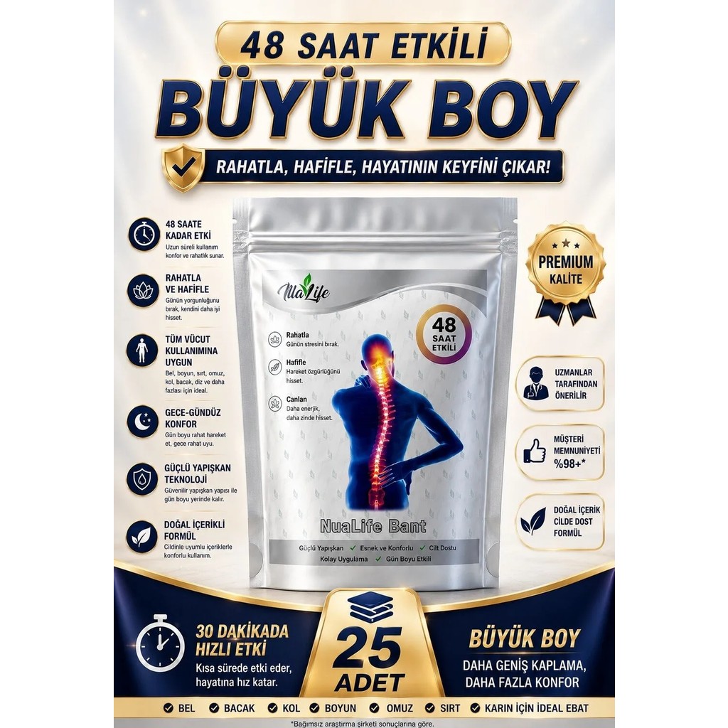 İlla Life Hızlı Etkili Büyük Boy Isı Bant – Kas Eklem Bel Diz Kol Boyun Sırt Omuz Karın Regl İçin 25’li Diğer Fiyatı