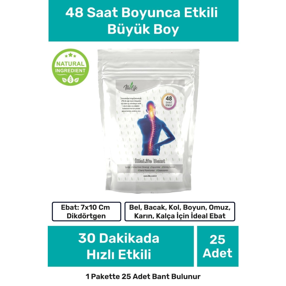 İlla Life Hızlı Etkili Büyük Boy Kas Eklem Bel Bacak Kol Boyun Sırt Omuz Karın Kalça Için Bant Isı Bandı 25li Sağlık Fiyatı