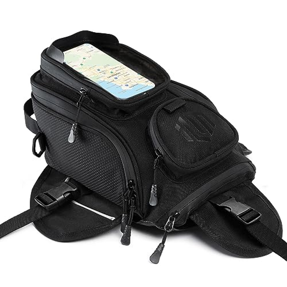 ILM Motorcycle Tank Bag Magnetic 4 Straps Reinforced Fastening Waterproof Touch Screen Phone Pouch Motorbike BT01