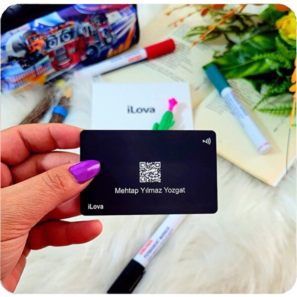 iLova Nfc Dijital Kartvizit Ilova Siyah Renk - Koyu Siyah Plastik Kart Malzemeleri Fiyatı