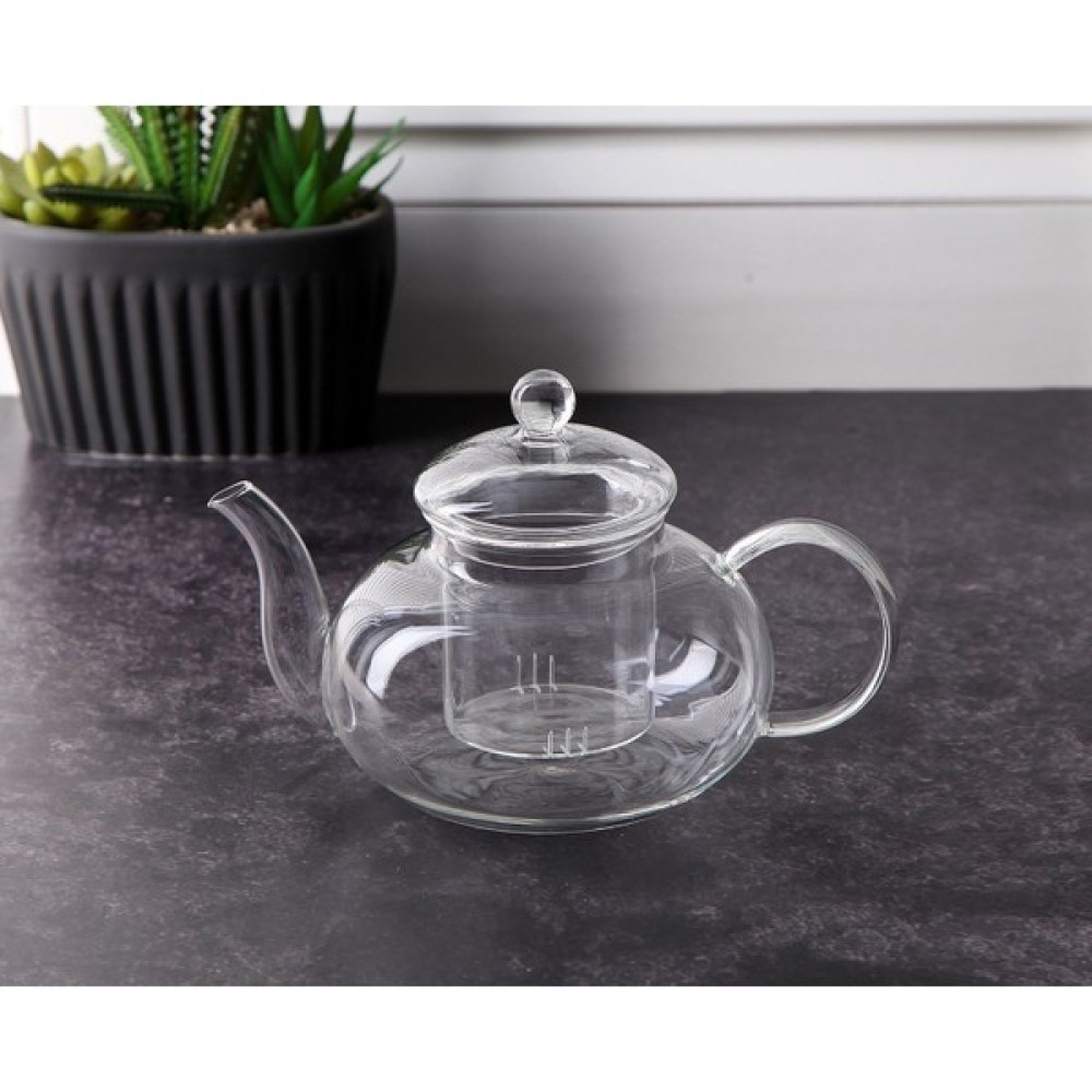 İly Borosilikat Süzgeçli Cam Demlik - 600 ml Çay / Çaydanlık Setleri Fiyatı