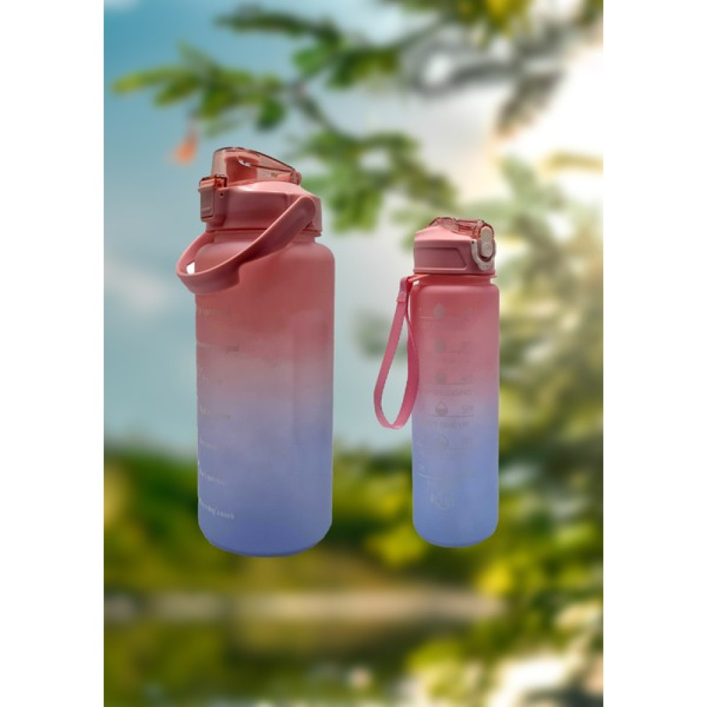 Ily H2O Motivasyonel 2 Li Set Su Matarası, Su Şişesi, Suluk ve Tritan Sporcu Matarası - -- - pembe Suluk Fiyatı