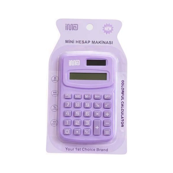 İma Güneş Enerjili ve Pilli 8 Haneli Küçük Hesap Makinesi (1 Adet) (Ebat: 10 cm x 6,1 Cm) - Lila Hesap Makinesi Fiyatı