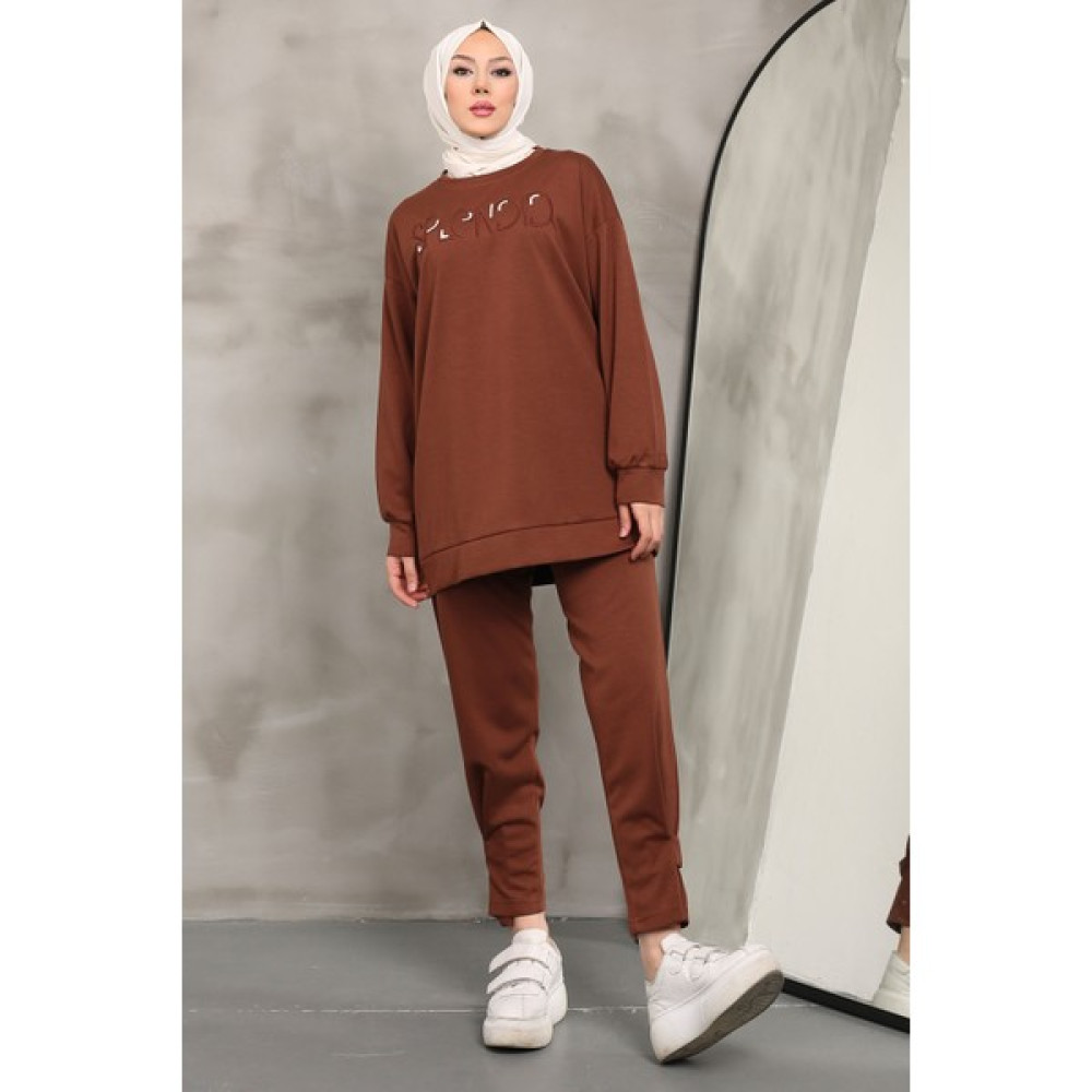 İmaj Butik Kahverengi Nakışlı Paça Detaylı Oysho Takım Bebek Giysi Takım Fiyatı