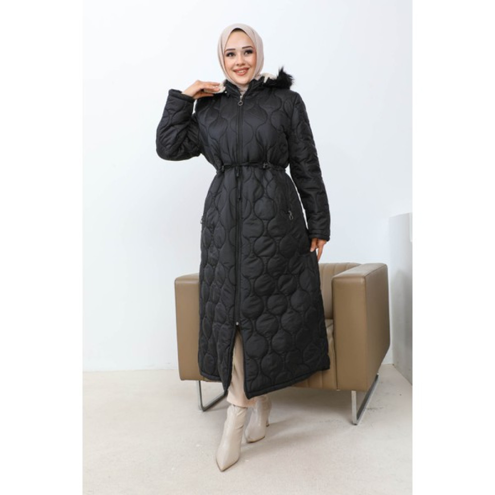 İmaj Butik Siyah Büyük Beden Kapitone Mont Bayan Mont Fiyatı
